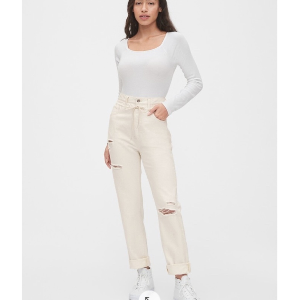 GAP Denim Boyfriend Paper Bag Drawstring Relaxed Fit Jeans